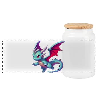 Dragon - Panoramic Cookie Jar with Wooden Lid - white - Front