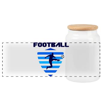Fußball - Panorama Keksdose mit Holzdeckel - Weiß - Vorne