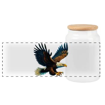 Eagle - Panoramic Cookie Jar with Wooden Lid - white - Front