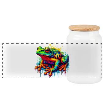 Frosch - Panorama Keksdose mit Holzdeckel - Weiß - Vorne