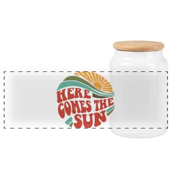 Retro Sunrise Typography Design - Panoramic Cookie Jar with Wooden Lid - white - Front