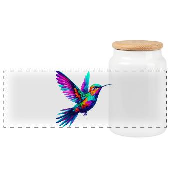 Hummingbird - Panoramic Cookie Jar with Wooden Lid - white - Front