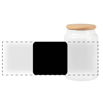carré arrondi - Boîte à biscuits avec couvercle en bois - blanc - Devant