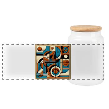 Retro Muster - Panorama Keksdose mit Holzdeckel - Weiß - Vorne