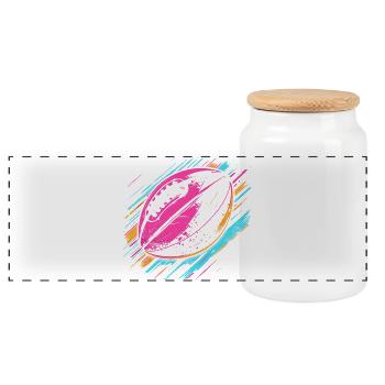 Football Ball Graffiti - Panoramic Cookie Jar with Wooden Lid - white - Front