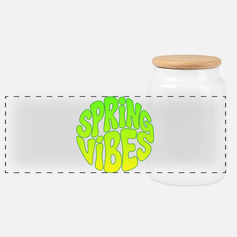 Frühlingsanfang - Spring vibes - Panorama Keksdose mit Holzdeckel - Weiß