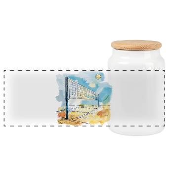 Terrain de volley-ball - Boîte à biscuits avec couvercle en bois - blanc - Devant