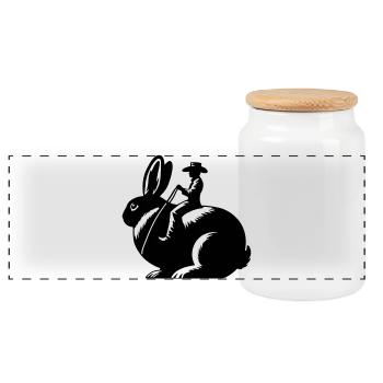 Rabbit Rider (design uniquement - pas de contour, 2 couleurs) - Boîte à biscuits avec couvercle en bois - blanc - Devant