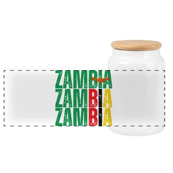 Sambische Flagge, ich liebe Sambia - Panorama Keksdose mit Holzdeckel - Weiß - Vorne