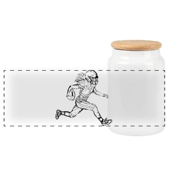 Football Girls - Panoramic Cookie Jar with Wooden Lid - white - Front