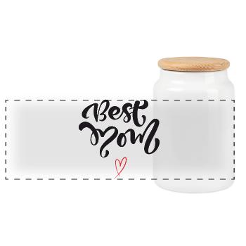 Best Mom – Herzdesign zum Muttertag - Panorama Keksdose mit Holzdeckel - Weiß - Vorne