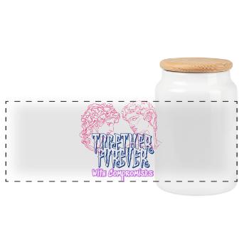 Love and compromise - Romantic collection for couples - Panoramic Cookie Jar with Wooden Lid - white - Front