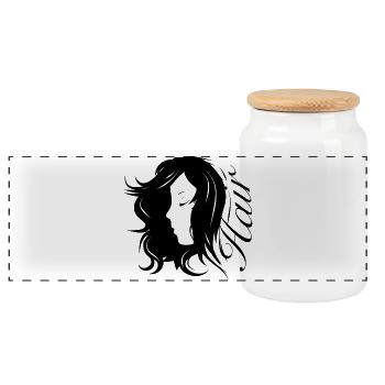 Mädchen Silhouette mit Typografie-Haar - Panorama Keksdose mit Holzdeckel - Weiß - Vorne