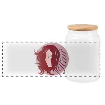 Profil féminin élégant avec coiffure élégante - Boîte à biscuits avec couvercle en bois - blanc - Devant