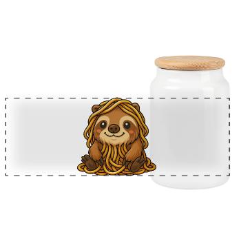 Lustige Capybara mit Spaghetti und Nudeln - Panorama Keksdose mit Holzdeckel - Weiß - Vorne