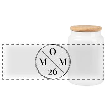 Mom 26 Baby Mutter Muttertag Geschenk Mama 2026 - Panorama Keksdose mit Holzdeckel - Weiß - Vorne
