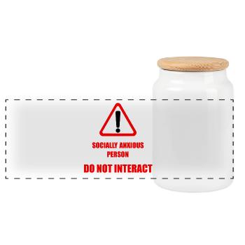 Do Not Interact - Panoramic Cookie Jar with Wooden Lid - white - Front