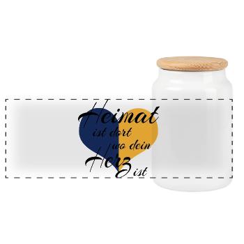 Heimat ist dort wo dein Herz ist - Panoramic Cookie Jar with Wooden Lid - white - Front