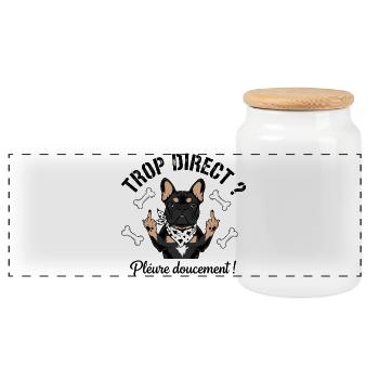Cool French Bulldog - Panoramic Cookie Jar with Wooden Lid - white - Front