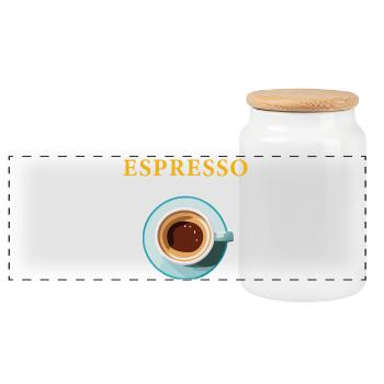Espresso Kaffee Muster für Kaffeeliebhaber - Panorama Keksdose mit Holzdeckel - Weiß - Vorne