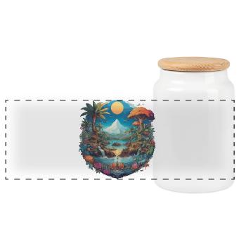 Paysage mystique de montagnes et de rivières - Boîte à biscuits avec couvercle en bois - blanc - Devant