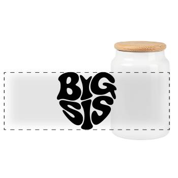 Grande Sœur - Boîte à biscuits avec couvercle en bois - blanc - Devant