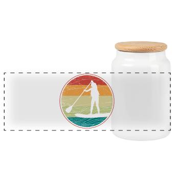 SUP Sunset Vibes - Panoramic Cookie Jar with Wooden Lid - white - Front