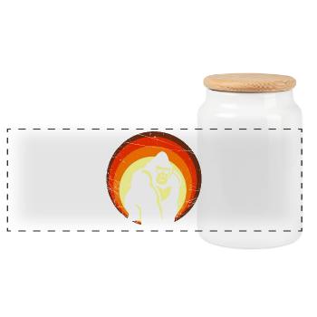 Rétro Sunset Gorilla Design - Boîte à biscuits avec couvercle en bois - blanc - Devant