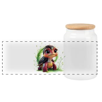 A look full of charm and adventure - Panoramic Cookie Jar with Wooden Lid - white - Front