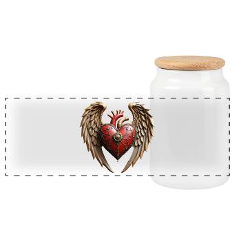Vintage elegance: an elegant watch and heart. - Panoramic Cookie Jar with Wooden Lid - white - Front