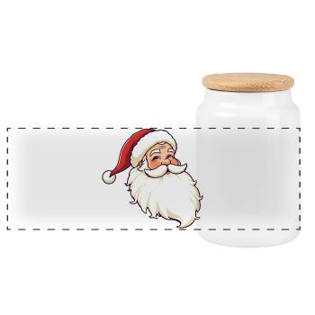Père Noël - Boîte à biscuits avec couvercle en bois - blanc - Devant