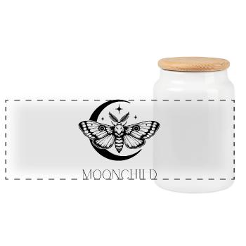 Moonchild - Panoramic Cookie Jar with Wooden Lid - white - Front