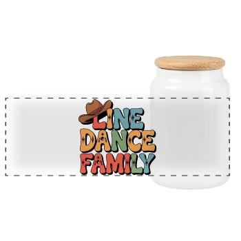 Lone Dance Family Retro Design - Panorama Keksdose mit Holzdeckel - Weiß - Vorne