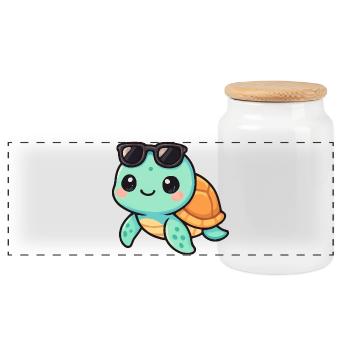 Süßer Schildkröten-Karikatur mit Sonnenbrille - Panorama Keksdose mit Holzdeckel - Weiß - Vorne
