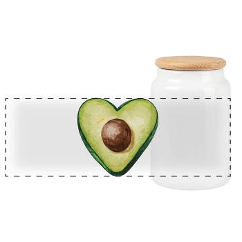 Amoureux de la nourriture au cœur d'avocat - Boîte à biscuits avec couvercle en bois - blanc - Devant