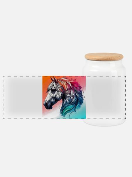 Pferd - Panorama Keksdose mit Holzdeckel - Weiß