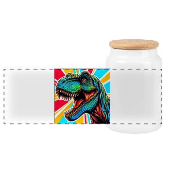 Dinosaurier - Panorama Keksdose mit Holzdeckel - Weiß - Vorne