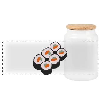 Amateur de sushis - Boîte à biscuits avec couvercle en bois - blanc - Devant
