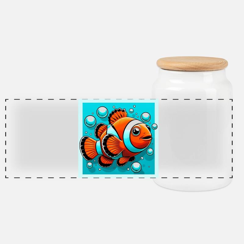 Clownfisch - Panorama Keksdose mit Holzdeckel - Weiß