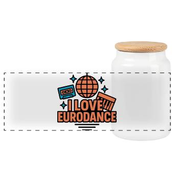Eurodance Love Neon Design - Panorama Keksdose mit Holzdeckel - Weiß - Vorne