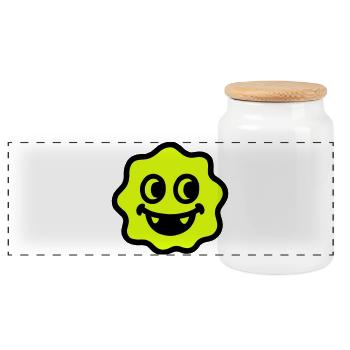 Happy Cookie - Panoramic Cookie Jar with Wooden Lid - white - Front