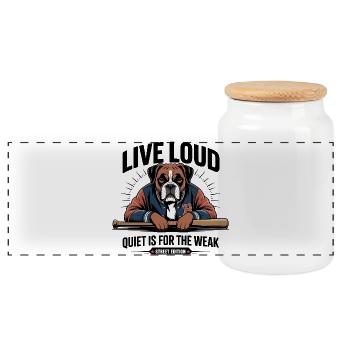 Live Loud Bulldog Street Edition - Panorama Keksdose mit Holzdeckel - Weiß - Vorne