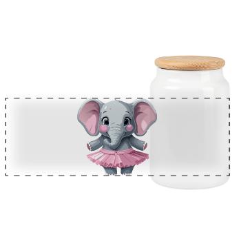 Elefant_im_Tuettue2 - Boîte à biscuits avec couvercle en bois - blanc - Devant