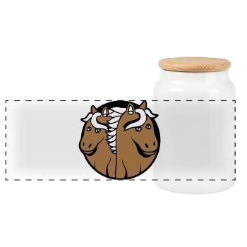 2 Chevaux Homme Femme Amoureux Amis Amour Équipe - Boîte à biscuits avec couvercle en bois - blanc - Devant