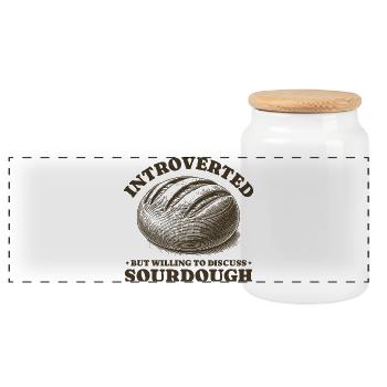 Introverti mais prêt à discuter du levain - Boîte à biscuits avec couvercle en bois - blanc - Devant
