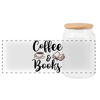 Citation sur le café et les livres pour les amateurs de lecture - Boîte à biscuits avec couvercle en bois - blanc - Devant