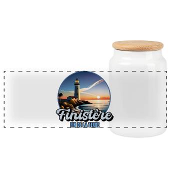 Finistère Bretagne Breton Lighthouses Pride - Panoramic Cookie Jar with Wooden Lid - white - Front