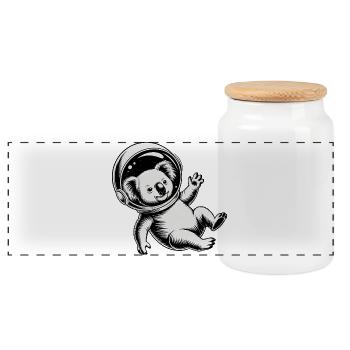 Koala im Weltraum – Cooles Astronomie-Logo - Panorama Keksdose mit Holzdeckel - Weiß - Vorne