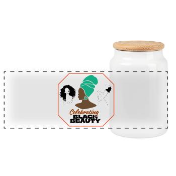Lebendiges Afro-Frauen-Feier-Design - Panorama Keksdose mit Holzdeckel - Weiß - Vorne