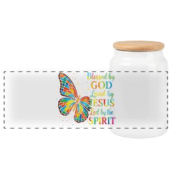 Aimé Par Jésus Chrétien Papillon - Boîte à biscuits avec couvercle en bois - blanc - Devant
